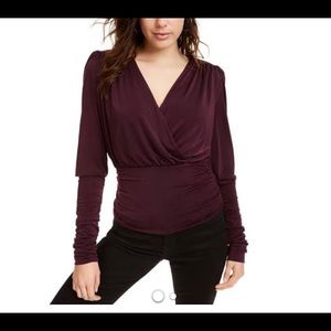 NEW Leyden Burgundy Long Sleeve V-Neck Top